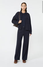 Weekend MaxMara Navy Flannel Jersey Trousers - ZELOTA