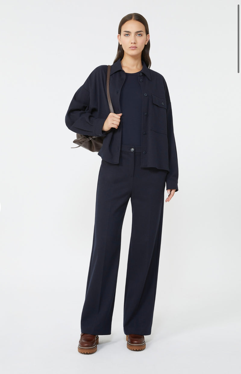 Weekend MaxMara Navy Flannel Jersey Trousers - ZELOTA