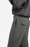 Yaya High waist tailored trousers with turn-ups - Grey