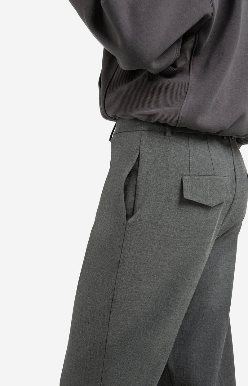 Yaya High waist tailored trousers with turn-ups - Grey