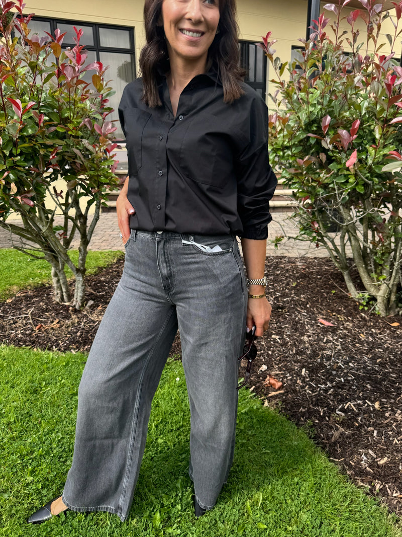 Tommy Hilfiger 70s Wide-Leg High-Rise Jeans - Grey