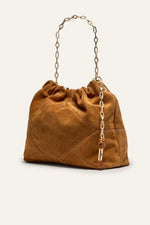 Ba&sh Suede June tote bag - Cognac brown