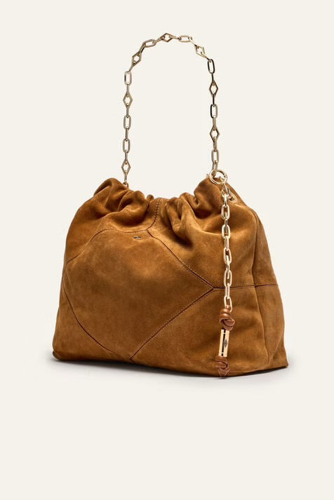 Ba&sh Suede June tote bag - Cognac brown