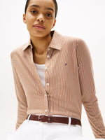 Tommy Hilfiger Slim Fit Pique Brown Stripe Shirt