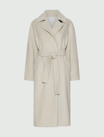 Double-breasted beaver cloth coat - Pearl Grey -  English