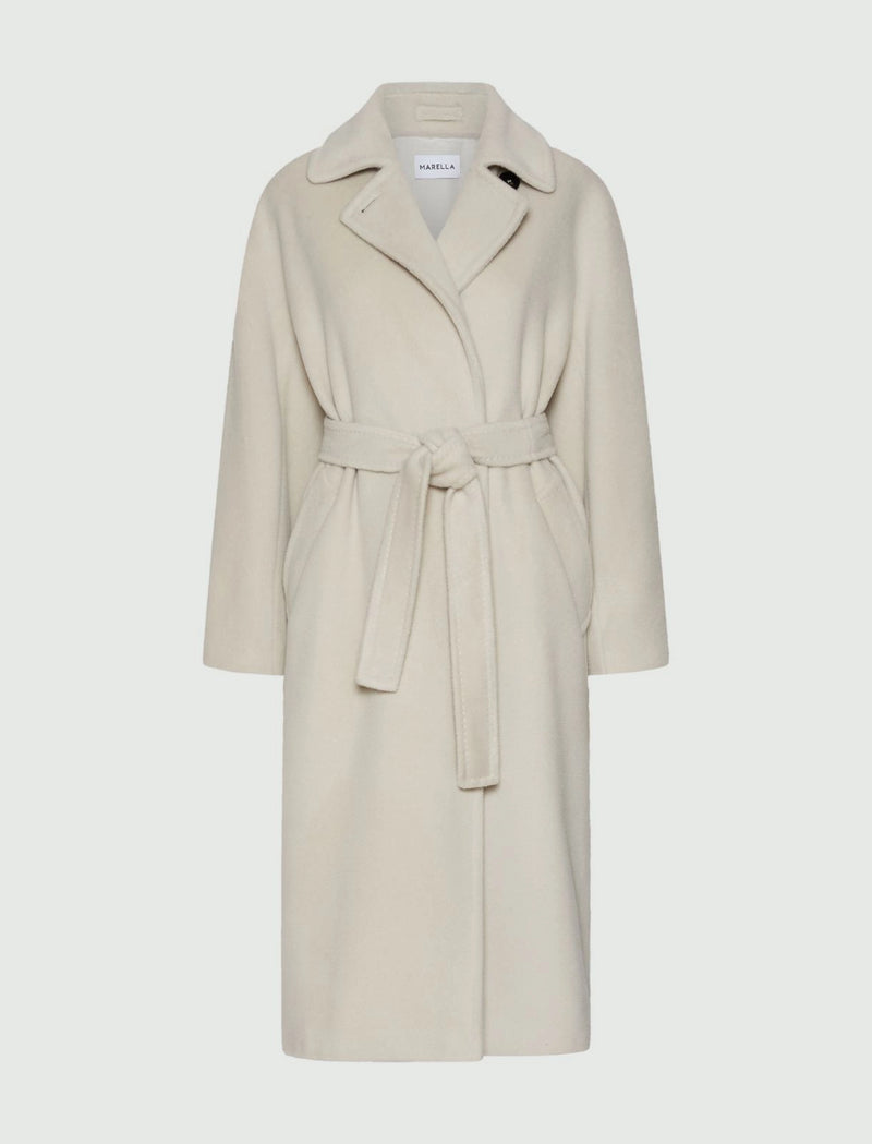 Double-breasted beaver cloth coat - Pearl Grey -  English