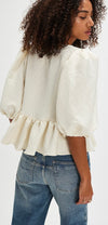 Free People Pamela Jacquard Bow Blouse