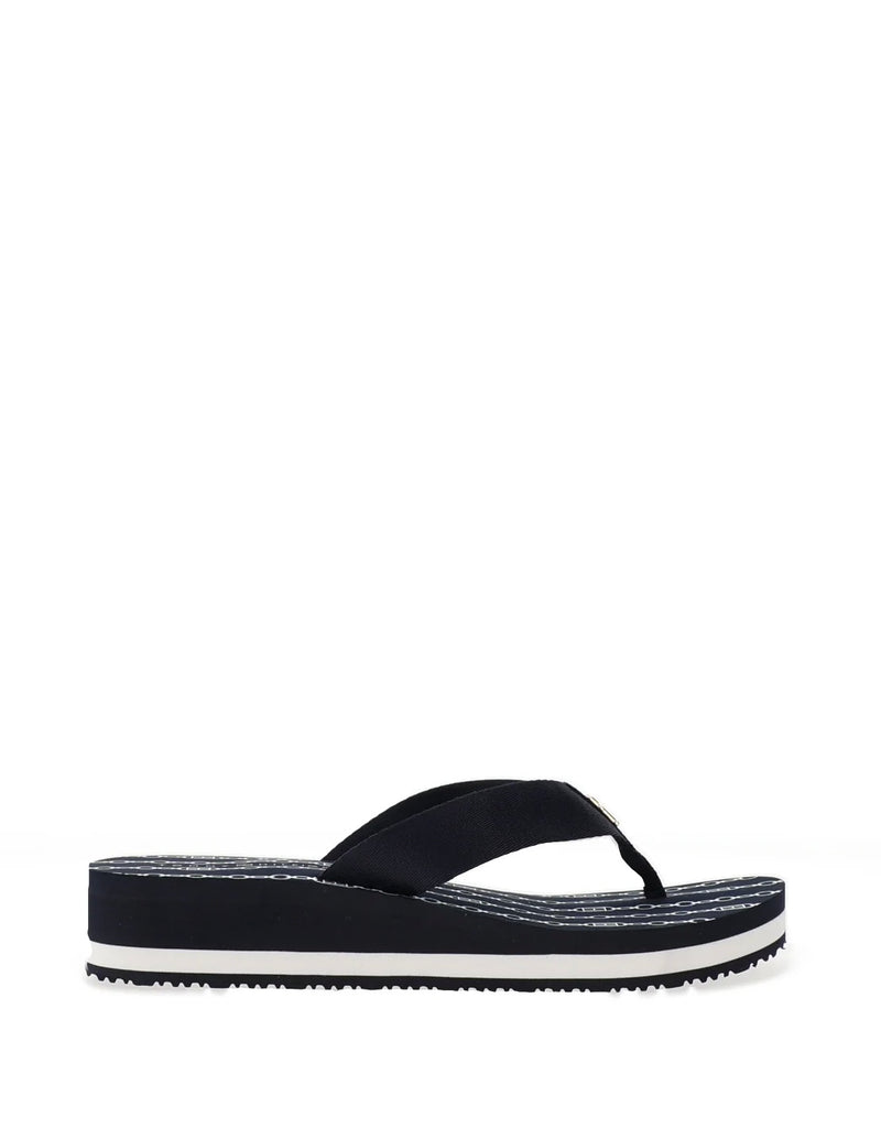Tommy Hilfiger Chainprint Mid Wedge Flip flop - Space Blue