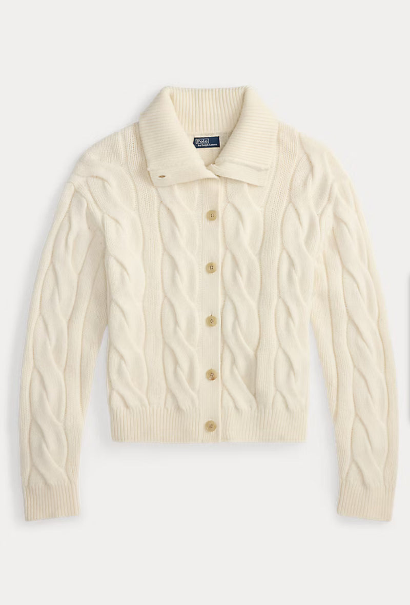 Ralph Lauren Cable Wool-Cashmere Cardigan - Cream