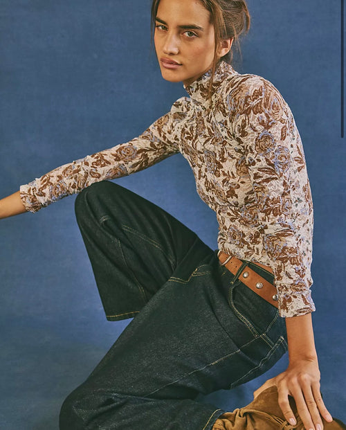 Free People Sheer Long Sleeve TurtleNeck Top