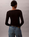 Calvin Klein Ribbed Cotton Long Sleeve Top - Black