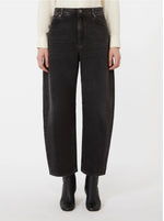 Weekend Max Mara Cotton Denim Barrel-Leg Jeans - Black