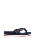 Tommy Hilfiger Wedge Striped Beach Flip Flop - Spacw Blue