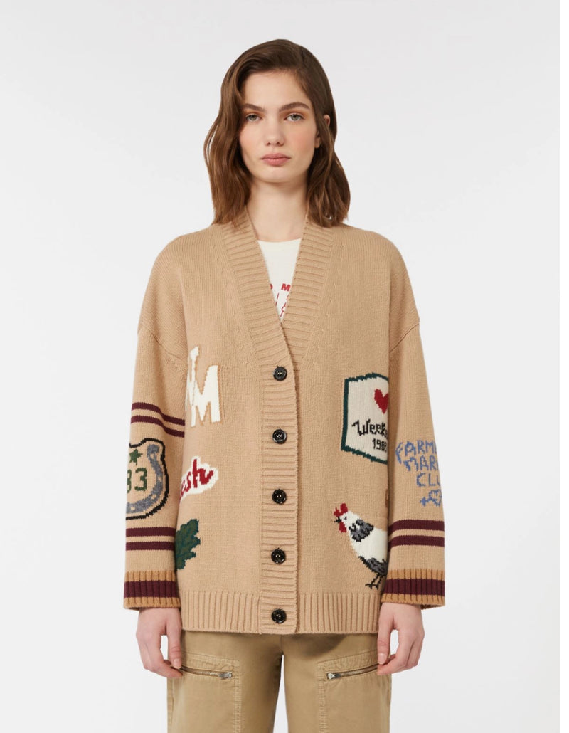 Weekend Max Mara Wool Knit Oversized Cardigan - Beige