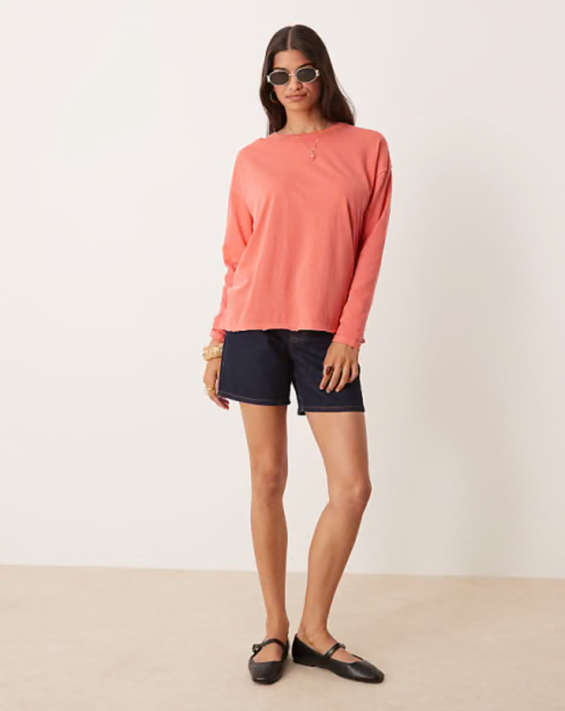 Free People Peach Long Sleeve basic top