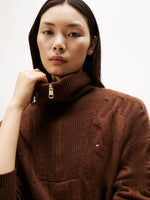 Tommy Hilfiger Soft Wool Cable 1/2 Zip - Brown