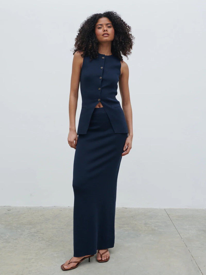 Pretty Lavish Alba Knit Maxi Skirt - Navy