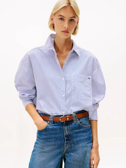 Tommy Hilfiger Poplin Modern Shirt - Blue Stripe