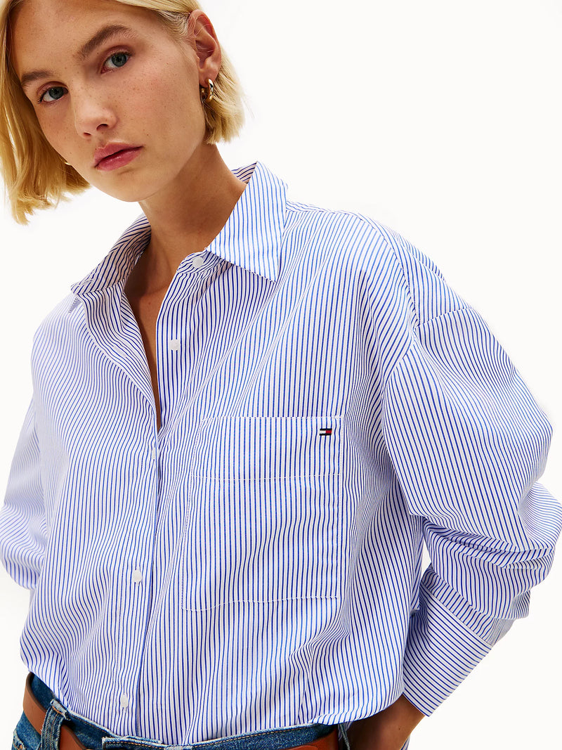 Tommy Hilfiger Poplin Modern Shirt - Blue Stripe