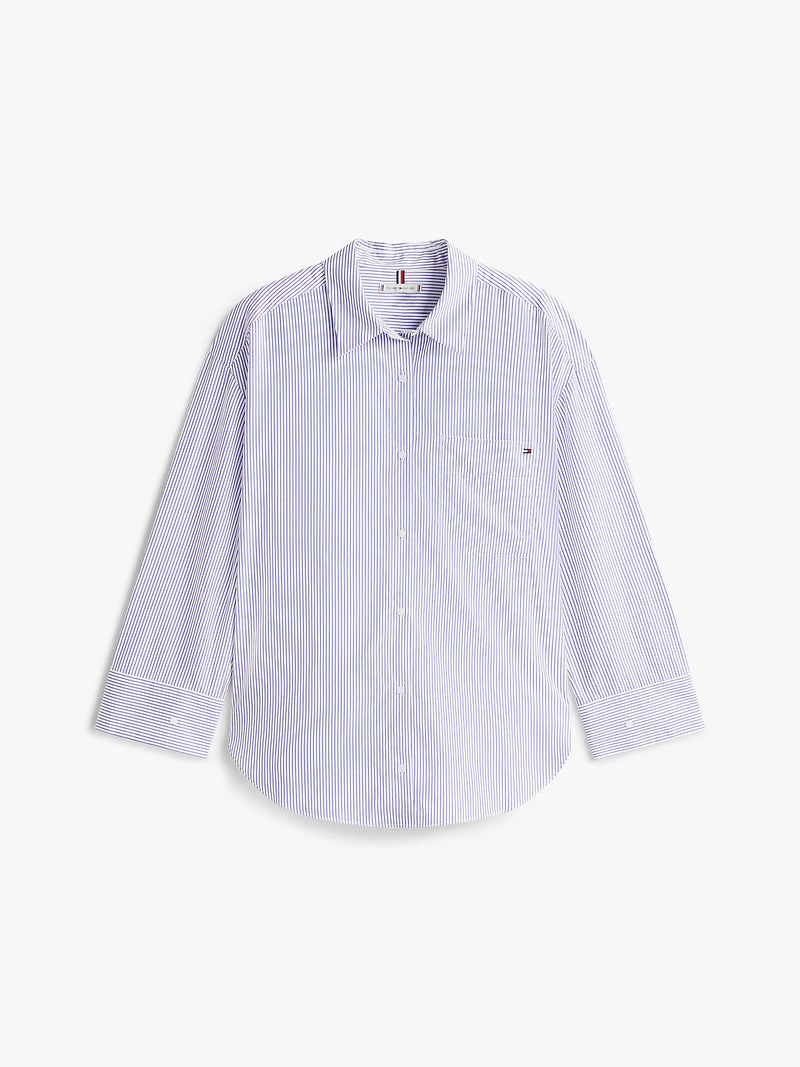 Tommy Hilfiger Poplin Modern Shirt - Blue Stripe