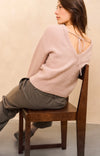 Yaya Soft Sweater with V Back - Shadow Gray Pink