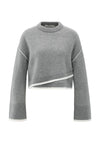 Yaya Sweater with Contrast Lines - Taupe Grey Melange