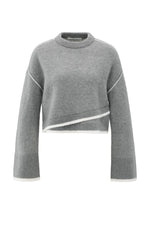 Yaya Sweater with Contrast Lines - Taupe Grey Melange