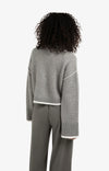 Yaya Sweater with Contrast Lines - Taupe Grey Melange