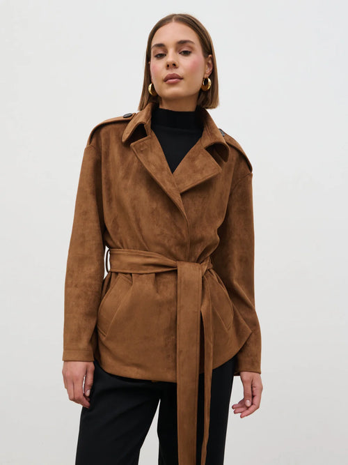 Pretty Lavish Lennon Faux Suede Tie Waist Jacket