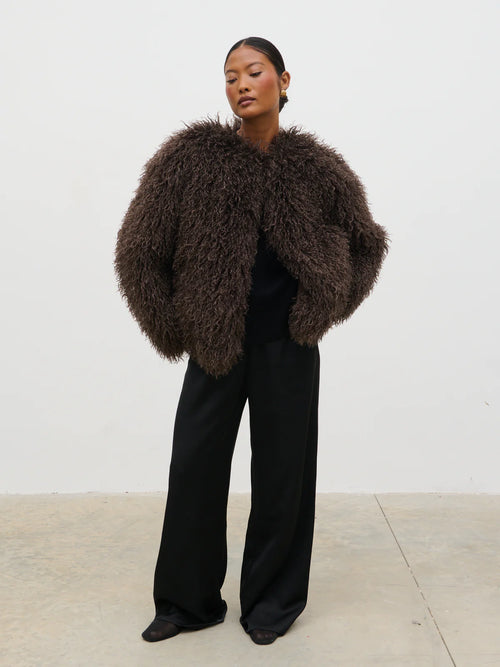 Pretty Lavish Irie Shaggy Short Faux Fur Coat