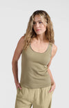 Yaya Ribbed singlet with shiny trim