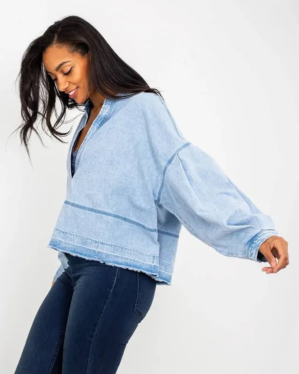 Free People Denim Pullover