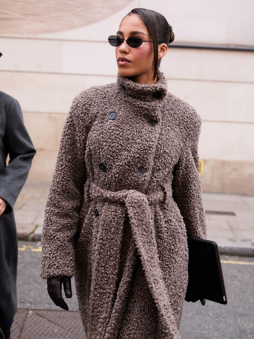 Pretty Lavish Atlas Funnel Neck Boucle Coat