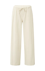 Yaya Woven wide-leg trousers with satin waistband