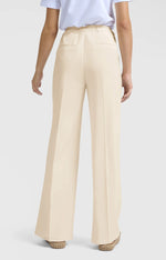 Yaya Woven wide-leg trousers with satin waistband