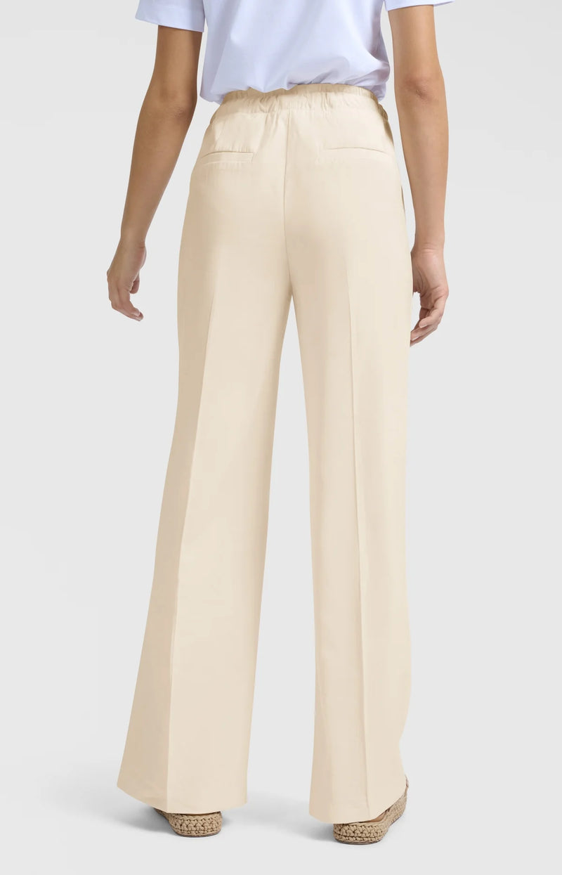 Yaya Woven wide-leg trousers with satin waistband