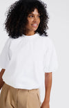 Yaya Woven T-shirt with puff sleeves