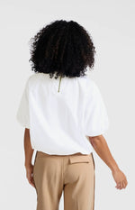 Yaya Woven T-shirt with puff sleeves