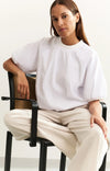 Yaya Woven T-shirt with puff sleeves