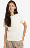 Yaya T-shirt with subtle stitch details - Cream