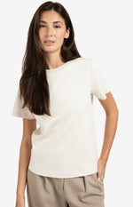 Yaya T-shirt with subtle stitch details - Cream