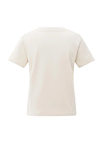 Yaya T-shirt with subtle stitch details - Cream