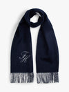 Tommy Hilfiger Pure Wool Logo Fringe Scarf