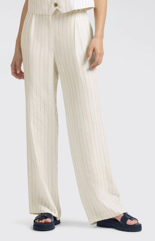 Yaya Wide Leg Linen pinstripe trouser