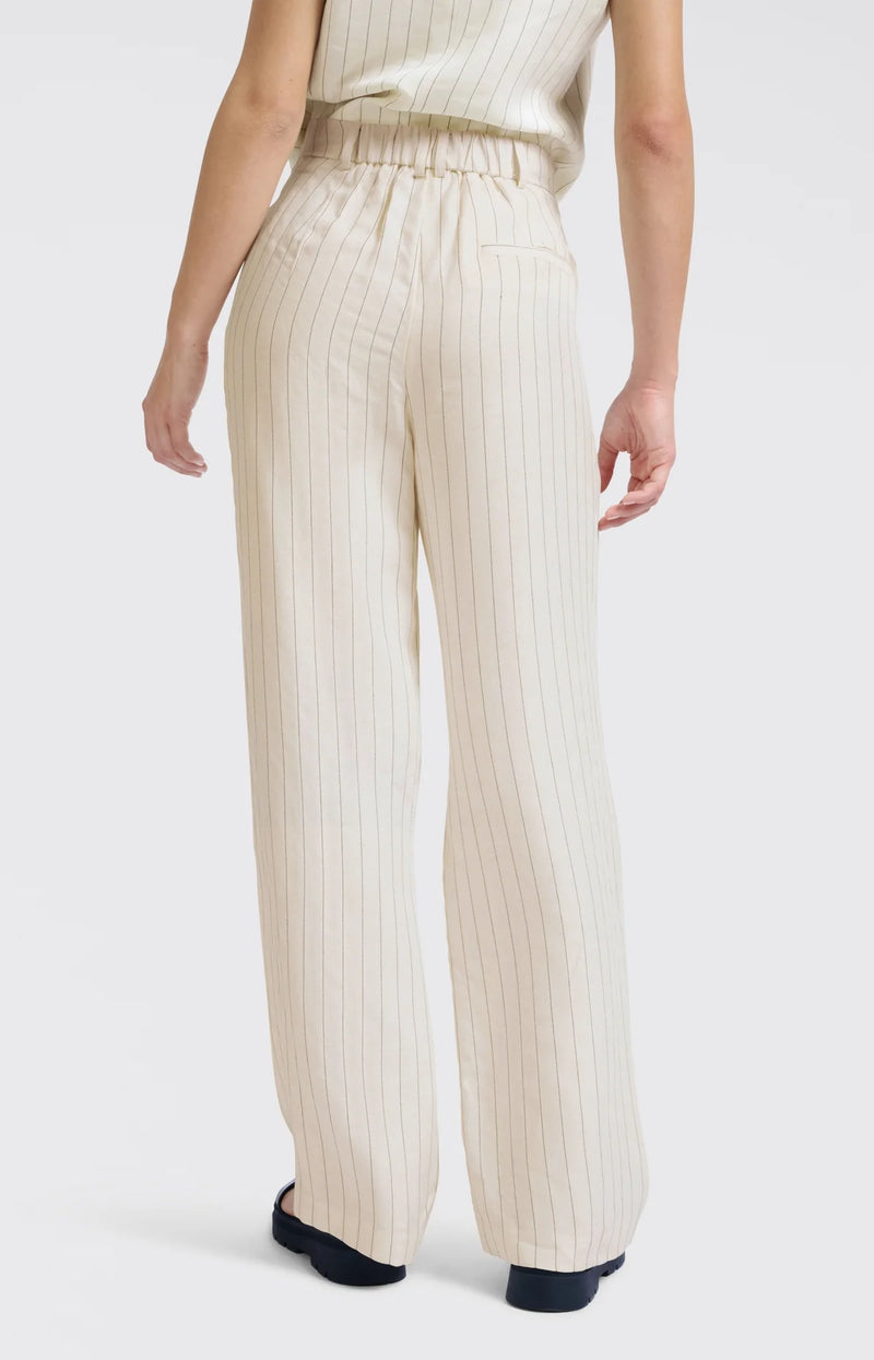 Yaya Wide Leg Linen pinstripe trouser
