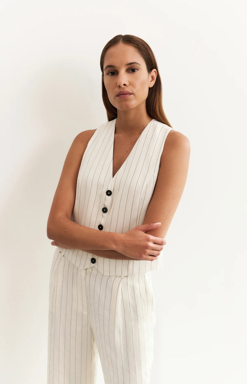 Yaya Pinstripe Linen Gilet