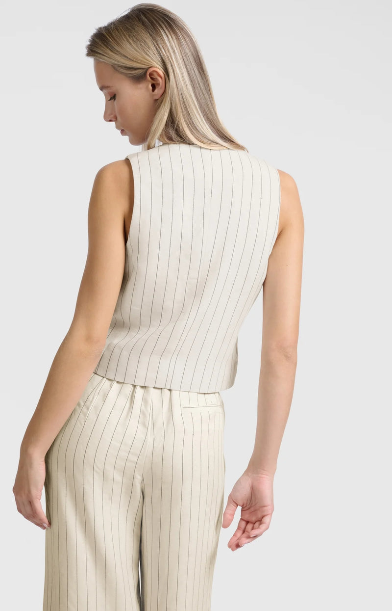 Yaya Pinstripe Linen Gilet
