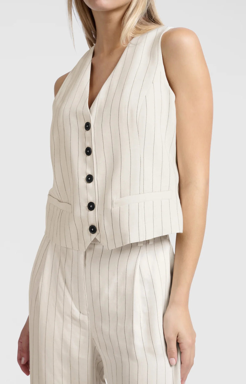 Yaya Pinstripe Linen Gilet