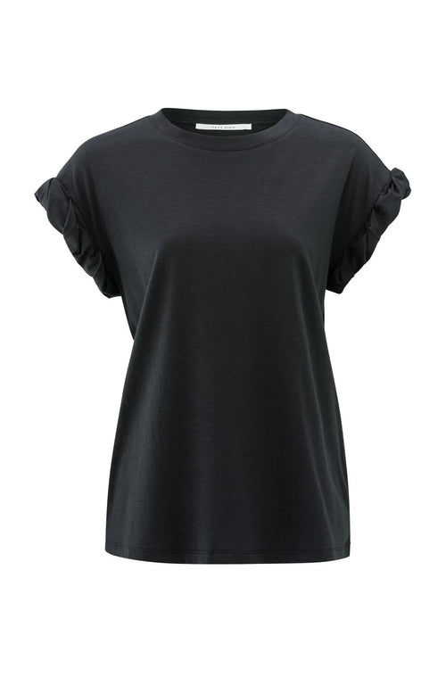 Yaya Pleated Sleeve Tee in Washed Black