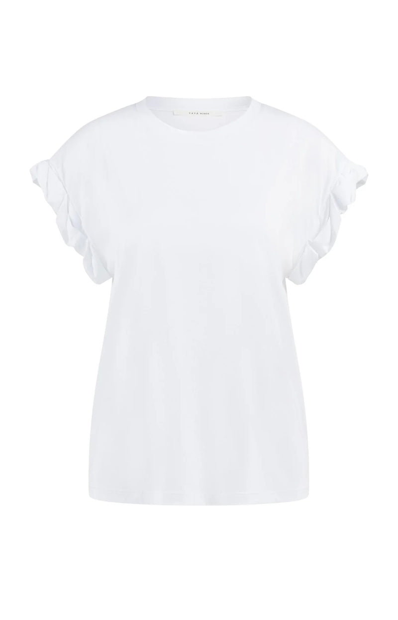 Yaya Pleated Sleeve In White